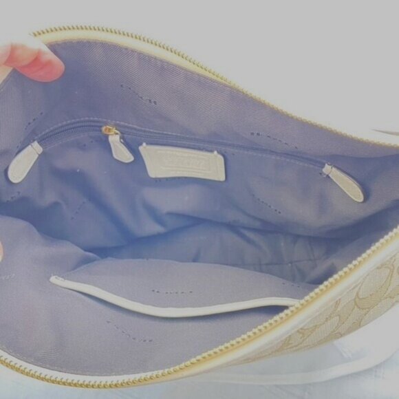 Coach Signature Jacquard Small Dufflette Beige Gold Shoulder Bag 25697 With COA - Picture 12 of 13